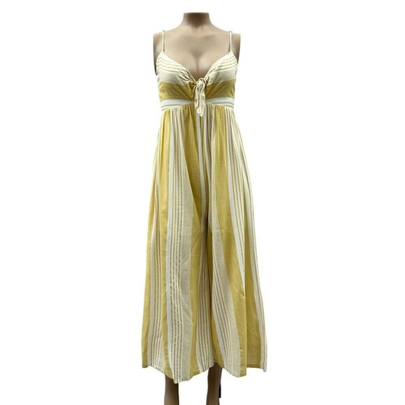 Striped Sleeveless Knot Front Jumpsuit White Yellow By Skylar + Madison Small - Picture 2 of 11